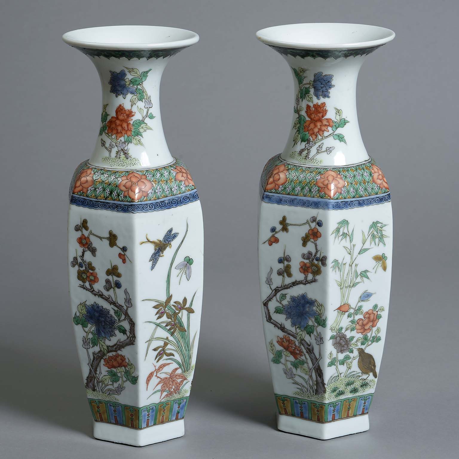 Pair of Chinese Famille Verte Vases