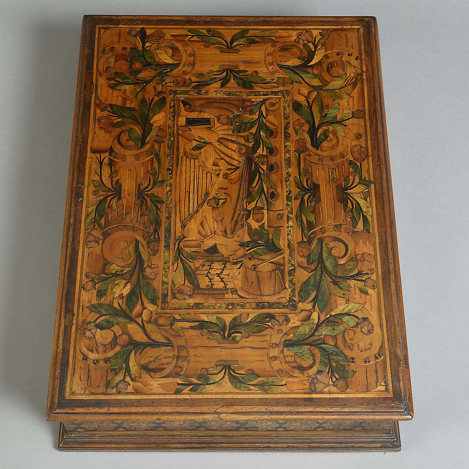 A Marquetry Document Box Incorporating an Augsburg Intarsia Panel