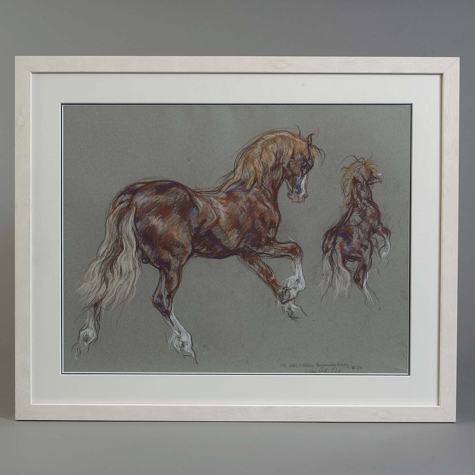 A Pair of Pastel Studies of Horses by Leslie Charlotte Benenson